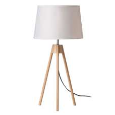 Obito White Fabric Shade Table Lamp With EU Plug And Tripod Base - UK