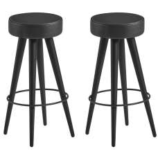Ocala Black Faux Leather Stools With Metal Legs In Pair - UK