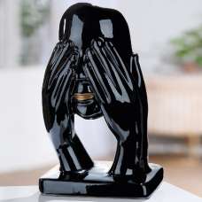 Ocala Ceramic Eyes Covering Sculpture In Black And Gold - UK