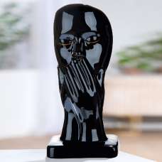 Ocala Ceramic Mouth Covering Sculpture In Black And Gold - UK