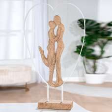Ocala Wooden Couple Heart Sculpture In Black And Gold - UK