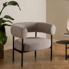 Ocala Fabric Lounge Chair With Black Metal Frame In Beige - UK