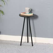 Ocala Marble Top Side Table With Black With Black Metal Legs - UK