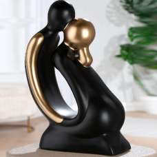 Ocala Medium Ceramics Couple Kiss Sculpture In Black And Gold - UK