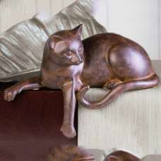Ocala Polyresin Cat Sitting Sculpture In Brown - UK
