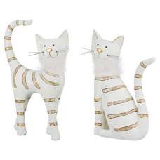 Ocala Polyresin Cat Smile Sculpture Large In White - UK