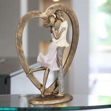 Ocala Polyresin Couple In Heart Sculpture In Gold - UK