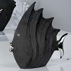 Ocala Polyresin Fish Sculpture Small In Black And Silver - UK