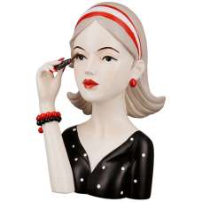Ocala Polyresin Lady With Mascara Sculpture In Cream And Black - UK