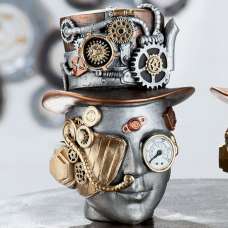 Ocala Polyresin Steampunk Female Sculpture In Silver - UK