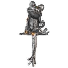 Ocala Polyresin Steampunk Frog Sculpture In Silver - UK
