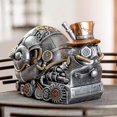 Ocala Polyresin Steampunk Snail Sculpture In Silver - UK