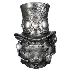 Ocala Polyresin Steampunk Tom Cat Sculpture In Silver - UK