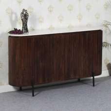Ocala White Marble And Wood Sideboard Large In Dark Mahogany - UK