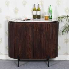 Ocala White Marble And Wood Sideboard Small In Dark Mahogany - UK