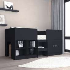Ocala Wooden Low Sleeper Bed With Storage In Dark Grey - UK