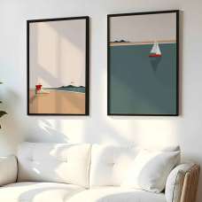 Oceanica Wooden 20x30cm Seaside Decorative Black Frame Set in Multicolour - UK