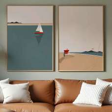 Oceanica Wooden 20x30cm Seaside Decorative Brown Frame Set in Multicolour - UK