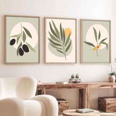 Oceanica Wooden 30x40cm Botanicals Wall Frame Set of 3 in Multicolour - UK