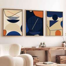 Oceanica Wooden 30x40cm Structural Balance Wall Frame Set of 3 in Multicolour - UK