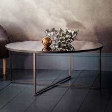Oconto Smokey Glass Coffee Table In Matt Black Metal Frame - UK
