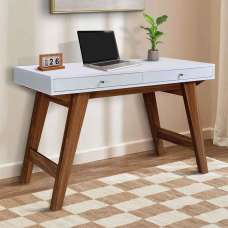 Odenton Wooden Laptop Desk With 2 Drawers - Walnut And White - UK