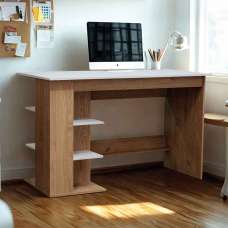Odenton Wooden Laptop Desk With 2 Shelves - White And Oak - UK