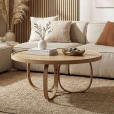 Oita Round Wooden Coffee Table in Oak - UK
