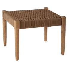 Okala Woven Latte Cotton Rope Footstool In Natural - UK