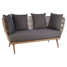 Okala Woven Rope 3 Seater Sofa With Wooden Frame In Dark Grey - UK