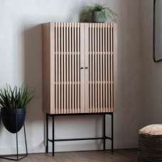 Okonma Wooden Drinks Cabinet With Metal Legs In Oak - UK