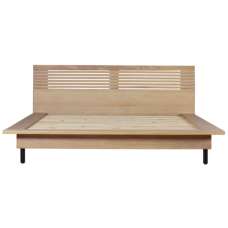 Okonma Wooden King Size Bed With Metal Legs In Oak - UK