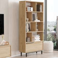 Olara Wooden Display Unit with Black Metal Legs in Walnut - UK