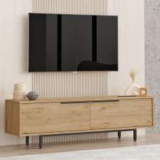 Olara Wooden TV Stand with Black Metal Legs in Walnut - UK