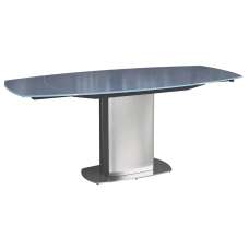 Oliver Glass Extending Dining Table With Steel Base In Grey - UK