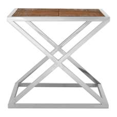 Oliver Wooden Side Table With Stainless Steel Frame In Natural - UK