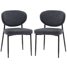 Olney Charcoal Fabric Dining Chairs With Metal Frame In Pair - UK