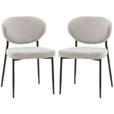 Olney Natural Fabric Dining Chairs With Metal Frame In Pair - UK