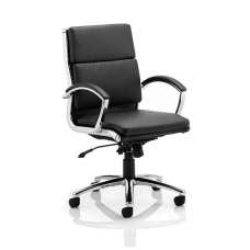 Olney Bonded Leather Office Chair In Black With Medium Back - UK