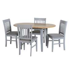 Olney Wooden Extending Dining Table With 4 Grey Chairs - UK