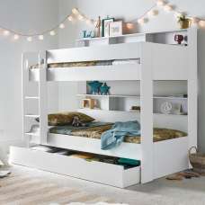 Olympia Wooden Bunk Bed With Storage Drawer In White - UK