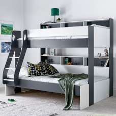 Olympia Wooden Triple Sleeper Bunk Bed In Grey And White - UK