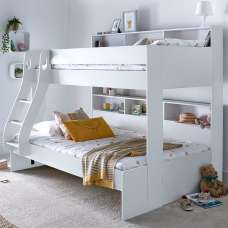 Olympia Wooden Triple Sleeper Bunk Bed In White - UK
