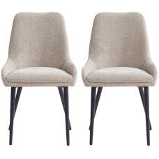 Omaha Biscuit Fabric Dining Chairs In Pair - UK