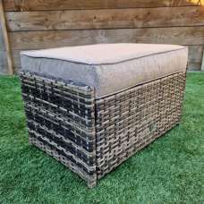 Onamia Rattan Garden Ottoman With Cushion In Natural Brown - UK