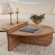 Onelio Oval Wooden Nest Of 2 Coffee Table in Atlantic Pine - UK