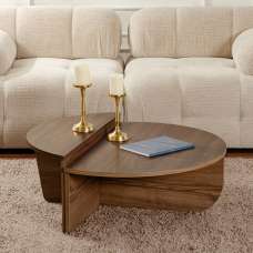 Onelio Oval Wooden Nest Of 2 Coffee Table in Walnut - UK