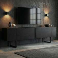 Nordic Wooden TV Stand with Metal Legs in Black - UK