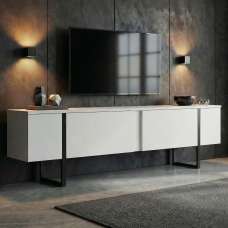 Nordic Wooden TV Stand with Metal Legs in White and Black - UK