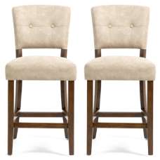 Ontario Beige Bison Fabric Bar Chairs In Pair - UK